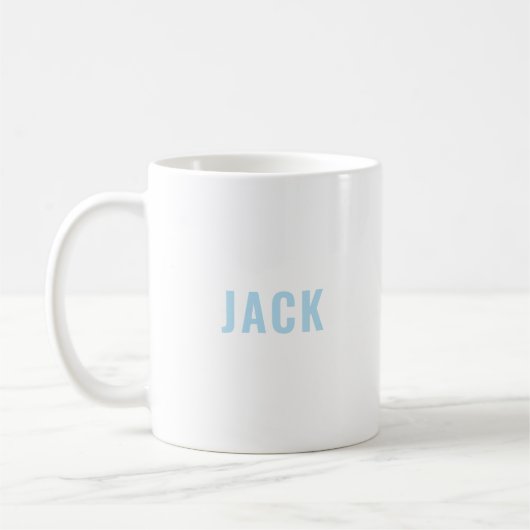 Mug Simple minimaliste moderne Monogramme bleu Nom (Gauche)