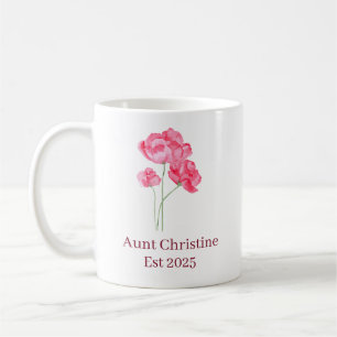 Mug Simple Minimaliste Pink Flower Name Est Year Perso