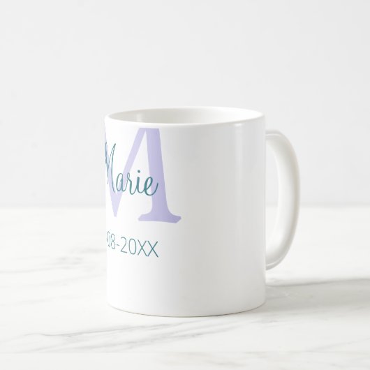 Mug simple minimum ajouter nom monogramme violet vert (Devant droit)