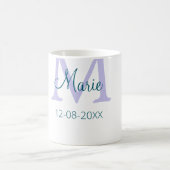 Mug simple minimum ajouter nom monogramme violet vert (Centre)