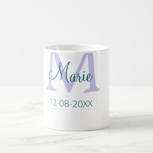 Mug simple minimum ajouter nom monogramme violet vert (Centre)
