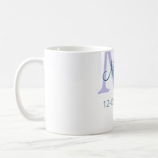 Mug simple minimum ajouter nom monogramme violet vert (Gauche)
