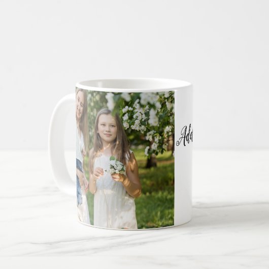 Mug simple minimum ajouter notre photo collage nom tex (Devant gauche)