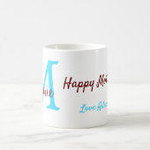 Mug simple minimum jour mère bleu monogramme rose nom (Centre)