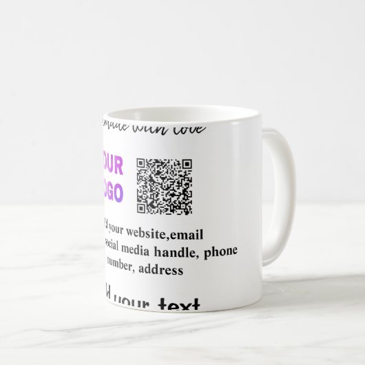 Mug Simple minimum q r code ajouter logo code d'analys (Devant droit)
