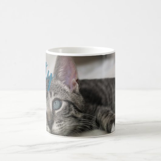 Mug Simple Modern Custom Cat Name and Photo  (Centre)
