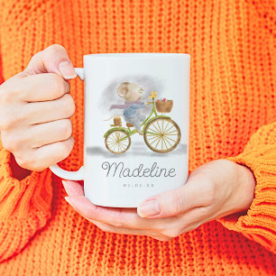 Mug Simple Modern Cute Souris Vintage Nom du vélo Date