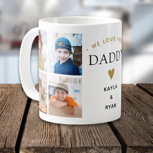 Mug Simple Modern We Love You Daddy 8 Photo Collage