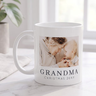 Mug Simple Moderne Chic Personnalisé Grandma Photo Hol