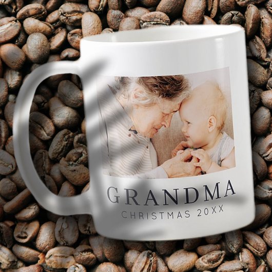 Mug Simple Moderne Chic Personnalisé Grandma Photo Hol
