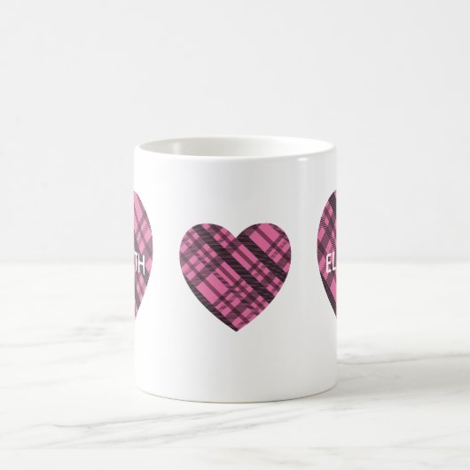 Mug Simple Moderne Cute Rose Plaid Hearts Girl Nom (Centre)
