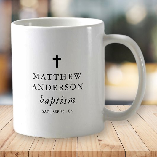 Mug Simple moderne Elegant Cross Baby Baptism