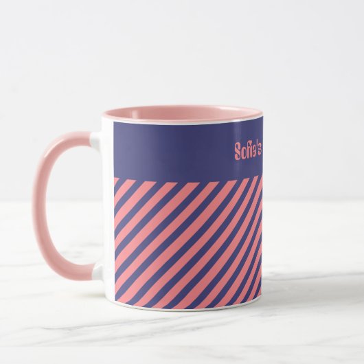 Mug Simple moderne Midnight Blue Light Coral Grandes (Gauche)