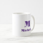 Mug Simple Moderne Nom Rétro Lettre initiale violet (Devant droit)