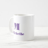Mug Simple Moderne Nom Rétro Lettre initiale violet (Devant gauche)