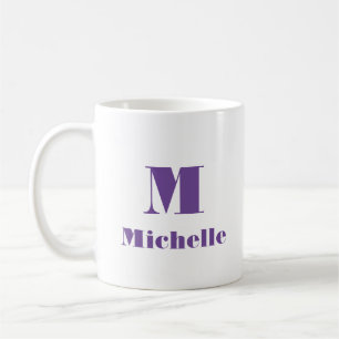 Mug Simple Moderne Nom Rétro Lettre initiale violet