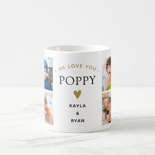 Mug Simple moderne Nous vous aimons Poppy 8 Photo Coll (Centre)