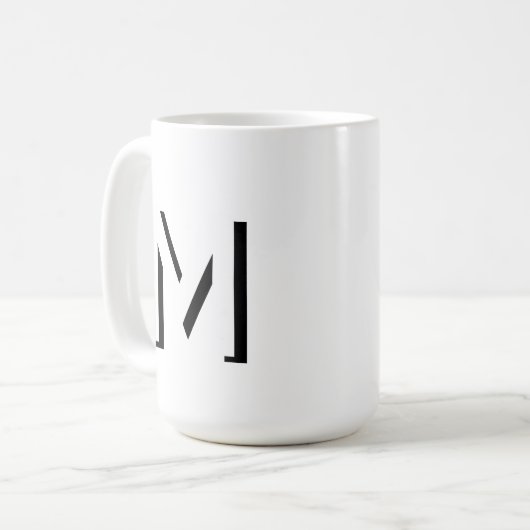 Mug Simple Monogramme initial ombre portée personnalis (Devant gauche)