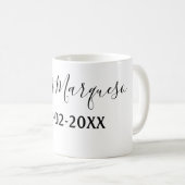 Mug simple monogramme minimal Mme M. nom date année Th (Devant droit)