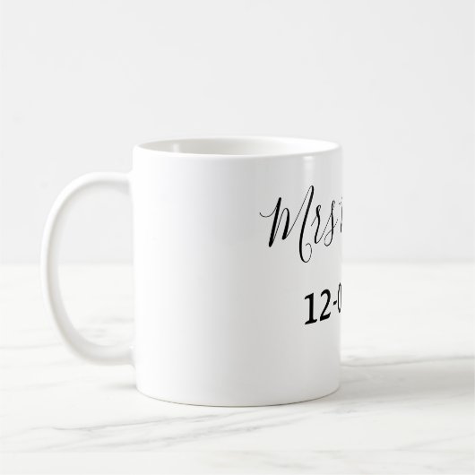 Mug simple monogramme minimal Mme M. nom date année Th (Gauche)