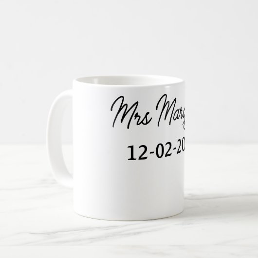 Mug simple monogramme minimal mrs M nom date année Thr (Devant gauche)