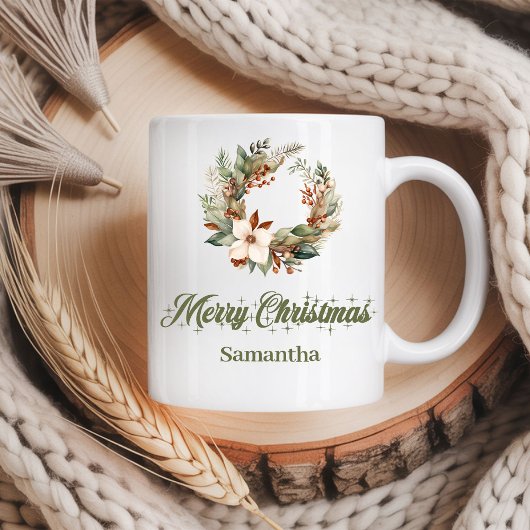 Mug Simple neutral Scandinavian look custom name Xmas