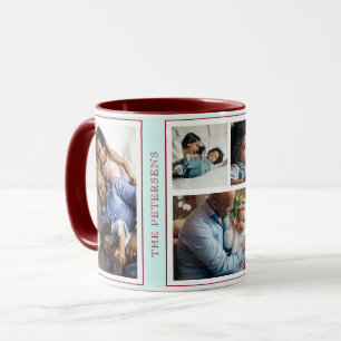 Mug Simple Noël 5 collage photo menthe burgundy