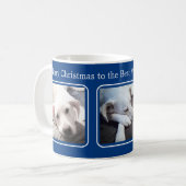 Mug Simple Noël Trois photos bleu et blanc (Devant gauche)