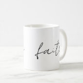Mug Simple Noir Blanc Main Écrite Faith Art (Devant droit)
