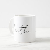 Mug Simple Noir Blanc Main Écrite Faith Art (Devant gauche)