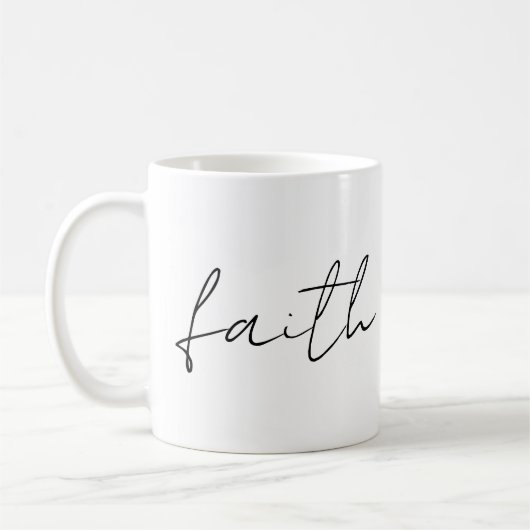 Mug Simple Noir Blanc Main Écrite Faith Art (Gauche)