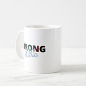 Mug Simple Noir & Bleu "Fille forte" Rétro (Devant gauche)