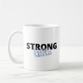 Mug Simple Noir & Bleu "Fille forte" Rétro (Gauche)