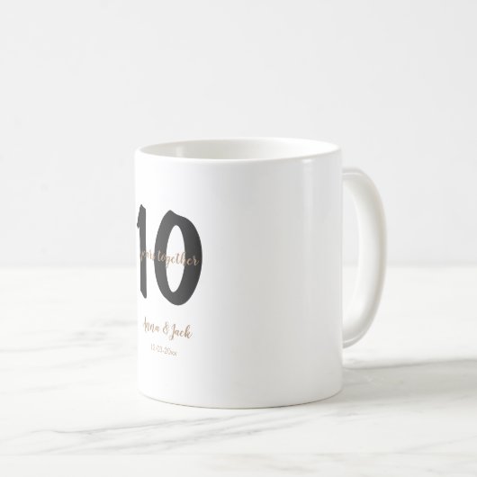 Mug simple personnalisé 10 ans nom date (Devant droit)