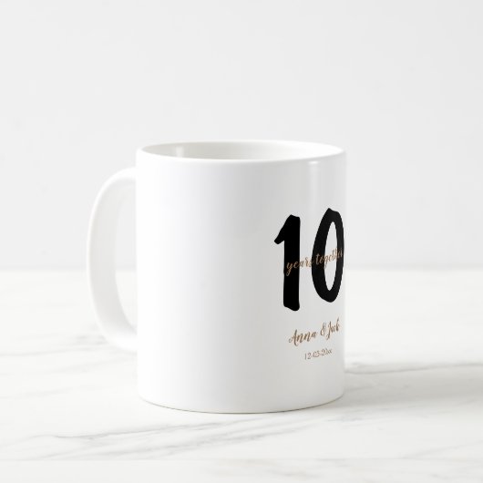Mug simple personnalisé 10 ans nom date (Devant gauche)