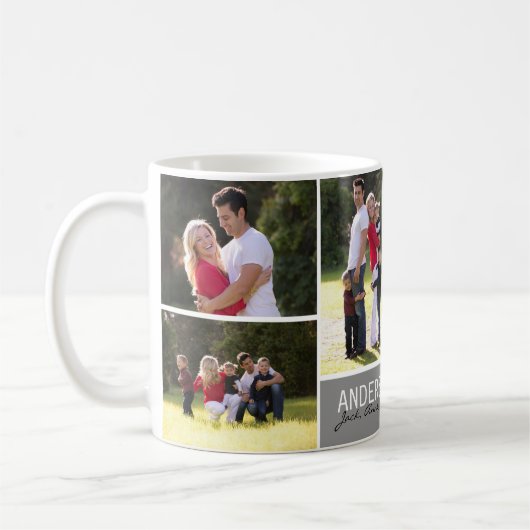 Mug Simple Personnalisé 7 Photo Famille Collage Script (Gauche)