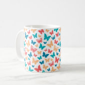 Mug Simple Pink turguoise white Butterfly pattern (Devant gauche)