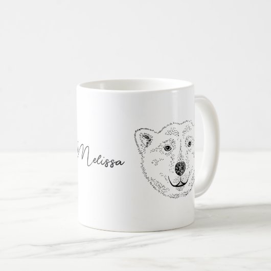Mug Simple Polaire Tête D'Ours Tête D'Art Croquis Avec (Devant droit)