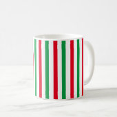 Mug Simple rayure rouge et vert Noël initial (Devant droit)