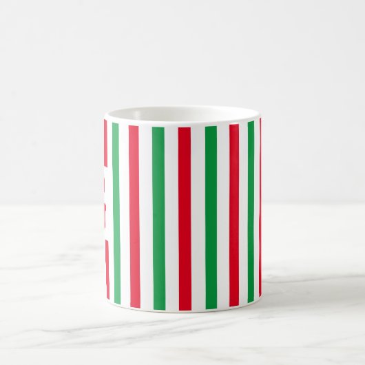 Mug Simple rayure rouge et vert Noël initial (Centre)