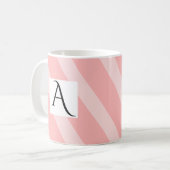 Mug Simple Rayures Larges Initiale Unique Rose Clair (Devant gauche)