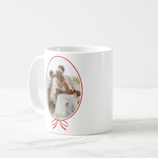 Mug Simple Red Bow Oval Photo Christmas (Devant gauche)