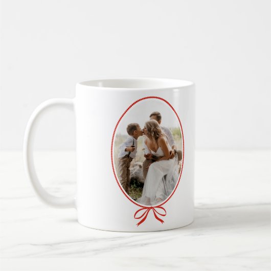 Mug Simple Red Bow Oval Photo Christmas (Gauche)