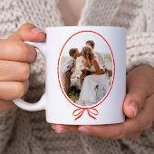 Mug Simple Red Bow Oval Photo Christmas
