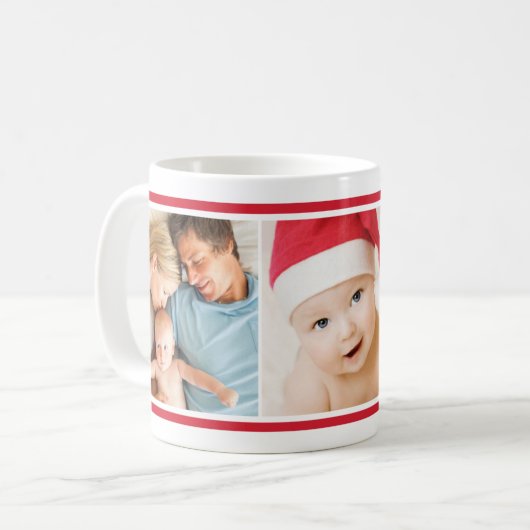 Mug Simple Red Custom Photo Collage (Devant gauche)