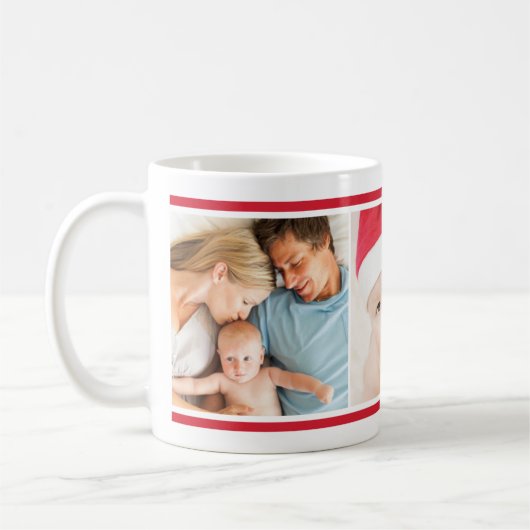 Mug Simple Red Custom Photo Collage (Gauche)
