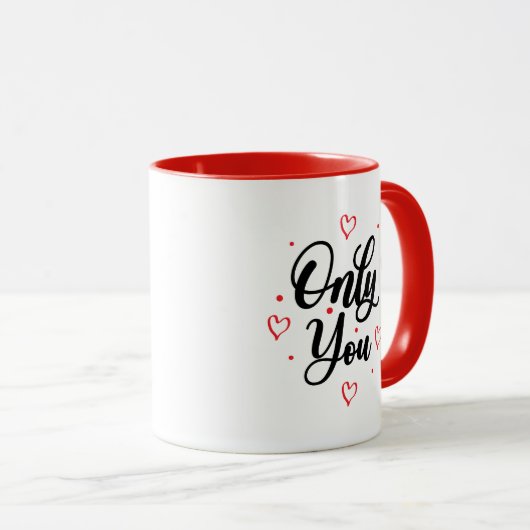 Mug Simple Romance Love Only You Elegant Black Script (Devant droit)