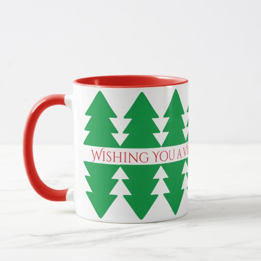 Mug Simple Rouge Conception de sapin de Noël vert (Gauche)