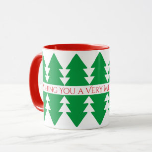 Mug Simple Rouge Conception de sapin de Noël vert