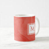 Mug Simple rouge orange subtil marbre moderne Monogram (Devant droit)